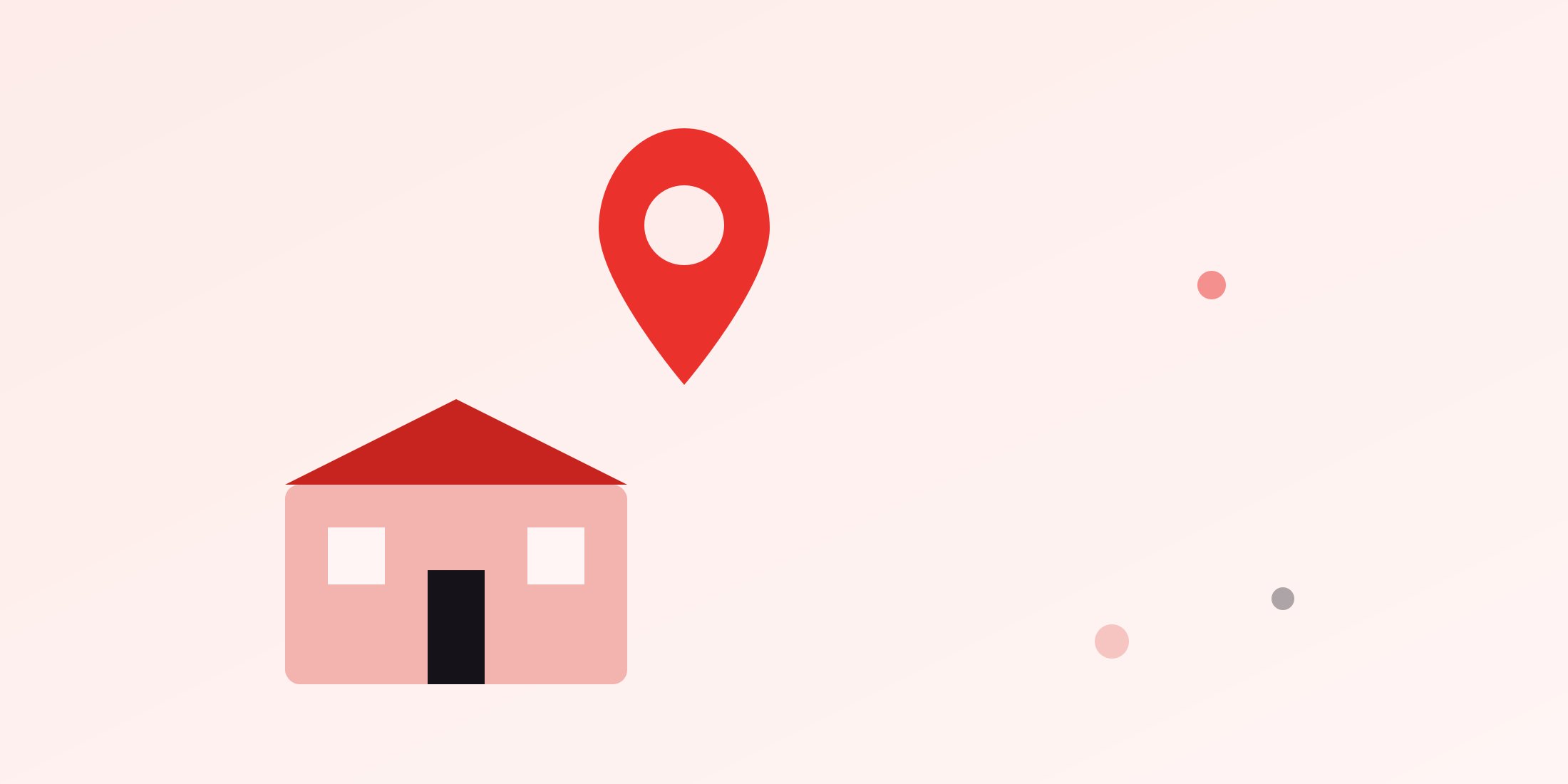 Illustration of a location pin above a storefront icon, representing local footfall marketing for restaurants and hospitality brands
